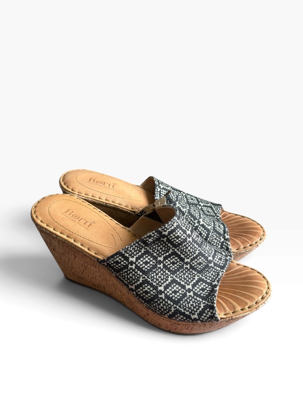 Born black and cream wedges size 10.